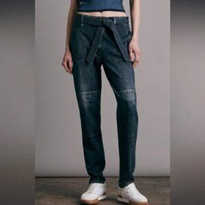 Rag and Bone Miramar Mia Pants Womens M Sweatpants Jean Print Belted Blue Mel